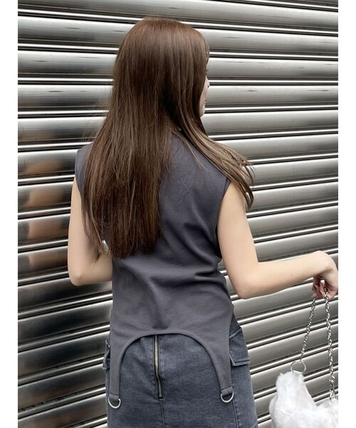 MURUA(ムルーア)の「ガーターヘムトップス(Tシャツ/カットソー・レディース・カーキ/ホワイト/ダークグレー・FREE)」の13枚目の写真