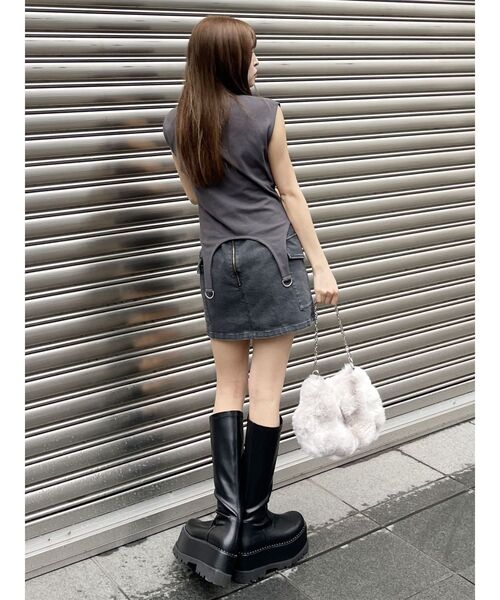 MURUA(ムルーア)の「ガーターヘムトップス(Tシャツ/カットソー・レディース・カーキ/ホワイト/ダークグレー・FREE)」の15枚目の写真