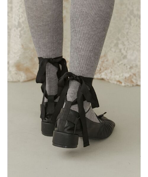 merry jenny(メリージェニー)の「クロスリボンバレエシューズ(バレエシューズ・レディース・ブラック/ベージュ・MEDIUM/LARGE)」の7枚目の写真