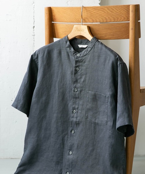 URBAN RESEARCH DOORS(アーバンリサーチドアーズ)の「シルケットリネン バンドカラーショートスリーブシャツ(シャツ/ブラウス・メンズ・ネイビー/ブルー系その他/グレー系その他/チャコールグレー/アイボリー/ホワイト系その他・X-LARGE/LARGE/MEDIUM)」の14枚目の写真