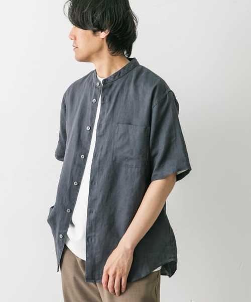 URBAN RESEARCH DOORS(アーバンリサーチドアーズ)の「シルケットリネン バンドカラーショートスリーブシャツ(シャツ/ブラウス・メンズ・ネイビー/ブルー系その他/グレー系その他/チャコールグレー/アイボリー/ホワイト系その他・X-LARGE/LARGE/MEDIUM)」の15枚目の写真
