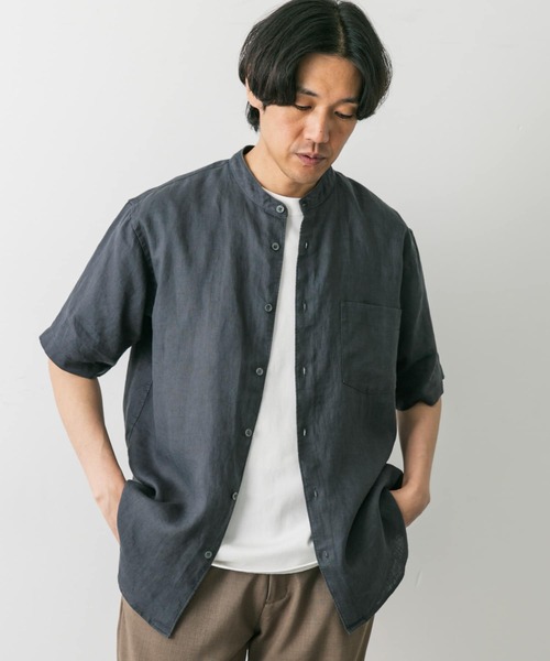URBAN RESEARCH DOORS(アーバンリサーチドアーズ)の「シルケットリネン バンドカラーショートスリーブシャツ(シャツ/ブラウス・メンズ・ネイビー/ブルー系その他/グレー系その他/チャコールグレー/アイボリー/ホワイト系その他・X-LARGE/LARGE/MEDIUM)」の17枚目の写真