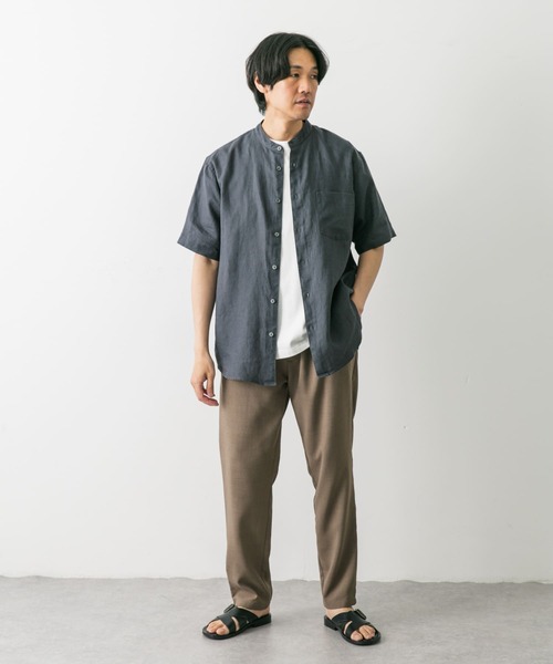 URBAN RESEARCH DOORS(アーバンリサーチドアーズ)の「シルケットリネン バンドカラーショートスリーブシャツ(シャツ/ブラウス・メンズ・ネイビー/ブルー系その他/グレー系その他/チャコールグレー/アイボリー/ホワイト系その他・X-LARGE/LARGE/MEDIUM)」の19枚目の写真