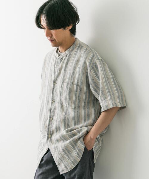 URBAN RESEARCH DOORS(アーバンリサーチドアーズ)の「シルケットリネン バンドカラーショートスリーブシャツ(シャツ/ブラウス・メンズ・ネイビー/ブルー系その他/グレー系その他/チャコールグレー/アイボリー/ホワイト系その他・X-LARGE/LARGE/MEDIUM)」の10枚目の写真