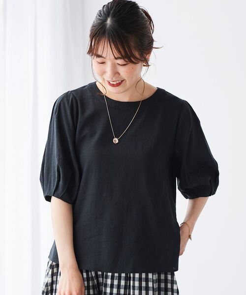 【セール】《手洗い可能》レーヨン麻タックスリーブブラウス（シャツ/ブラウス）｜le.coeur blanc（ルクールブラン）