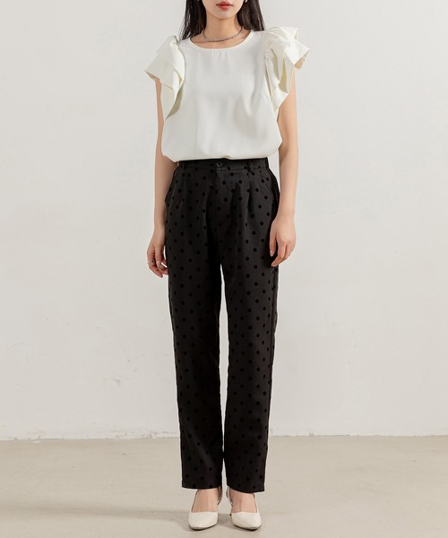 DAY CLOSET（デイ クローゼット）の「レディース フロッキードットテーパードパンツ（その他パンツ・レディース・ブラック・S/M/L）」の15枚目の写真