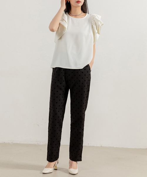 DAY CLOSET（デイ クローゼット）の「レディース フロッキードットテーパードパンツ（その他パンツ・レディース・ブラック・S/M/L）」の6枚目の写真