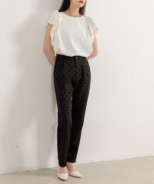 DAY CLOSET（デイ クローゼット）の「レディース フロッキードットテーパードパンツ（その他パンツ・レディース・ブラック・S/M/L）」の7枚目の写真
