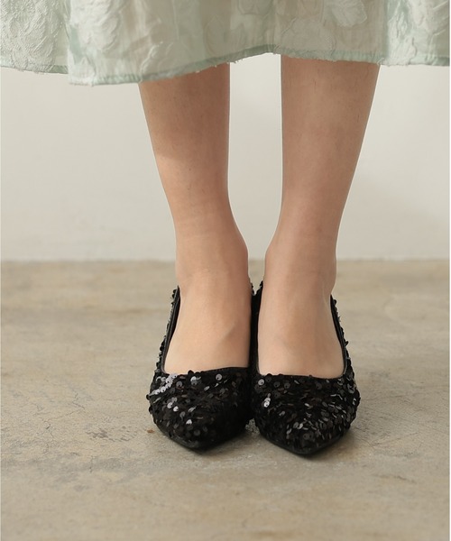 PREFERIR（プレフェリール）の「スパンコール ローヒールパンプス 結婚式 パーティー オケージョン 安心設計仕様 (低反発クッション＆靴底滑り止め）（パンプス・レディース・ブラック/シルバー・23.5㎝/24㎝/24.5㎝/23㎝）」の7枚目の写真