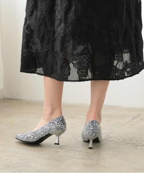 PREFERIR（プレフェリール）の「スパンコール ローヒールパンプス 結婚式 パーティー オケージョン 安心設計仕様 (低反発クッション＆靴底滑り止め）（パンプス・レディース・ブラック/シルバー・23.5㎝/24㎝/24.5㎝/23㎝）」の13枚目の写真
