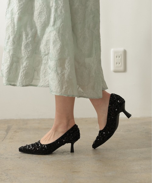 PREFERIR（プレフェリール）の「スパンコール ローヒールパンプス 結婚式 パーティー オケージョン 安心設計仕様 (低反発クッション＆靴底滑り止め）（パンプス・レディース・ブラック/シルバー・23.5㎝/24㎝/24.5㎝/23㎝）」の22枚目の写真