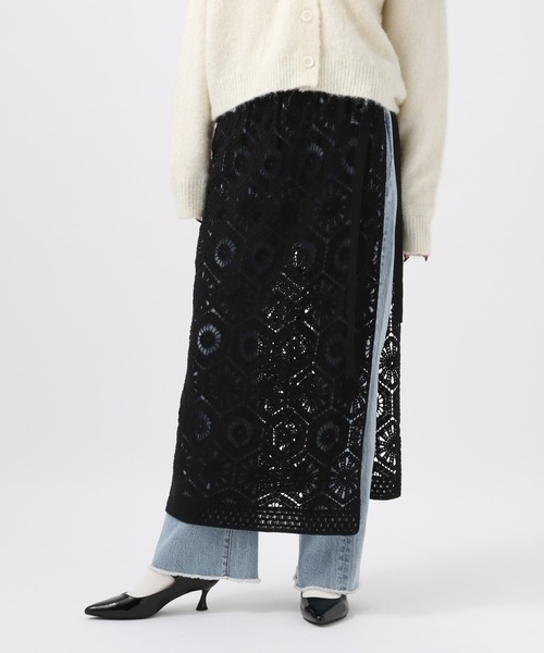 BAYFLOW（ベイフロー）の「クロシェレーススカート（スカート・レディース・ブラック/ホワイト・FREE）」の2枚目の写真