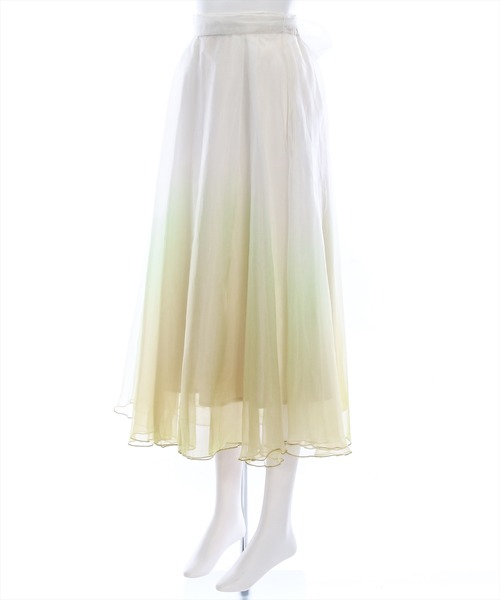 clear（クリア）の「グラデーションリボン付きフレアスカート［ふんわり 大人 フェミニン］≪再入荷≫（スカート・レディース・イエロー/グリーン・F）」の4枚目の写真