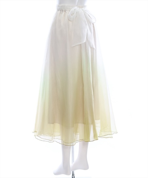 clear（クリア）の「グラデーションリボン付きフレアスカート［ふんわり 大人 フェミニン］≪再入荷≫（スカート・レディース・イエロー/グリーン・F）」の6枚目の写真