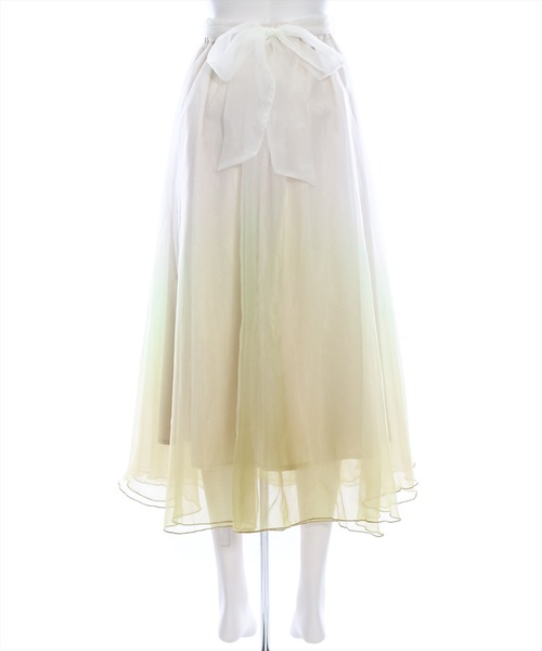 clear（クリア）の「グラデーションリボン付きフレアスカート［ふんわり 大人 フェミニン］≪再入荷≫（スカート・レディース・イエロー/グリーン・F）」の7枚目の写真