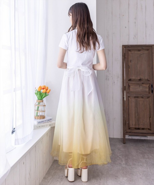 clear（クリア）の「グラデーションリボン付きフレアスカート［ふんわり 大人 フェミニン］≪再入荷≫（スカート・レディース・イエロー/グリーン・F）」の12枚目の写真