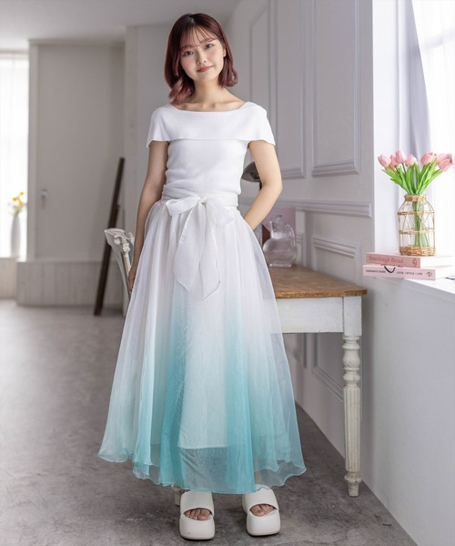 clear（クリア）の「グラデーションリボン付きフレアスカート［ふんわり 大人 フェミニン］≪再入荷≫（スカート・レディース・イエロー/グリーン・F）」の13枚目の写真