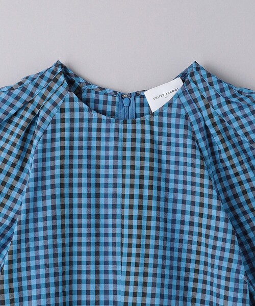 ＊美品【ユナイテッドアローズ】チェック　フレア　ワンピース　ブルー系　36 UNITED ARROWS（ユナイテッドアローズ）の「チェック