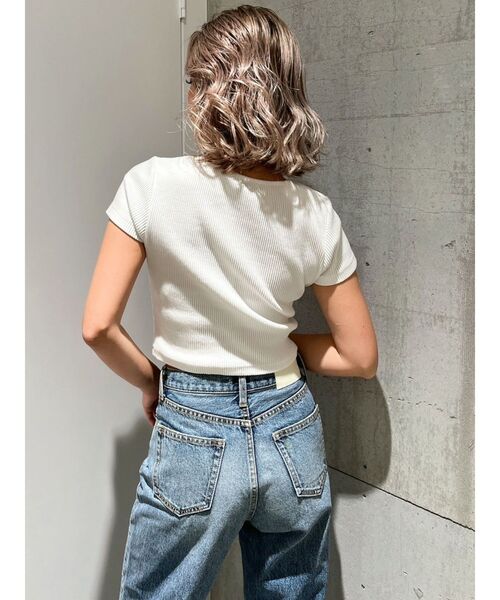 GYDA（ジェイダ）の「Square gyda STONE テレコ トップス（Tシャツ/カットソー・レディース・オフホワイト/ピンク/ブラック・FREE）」の18枚目の写真