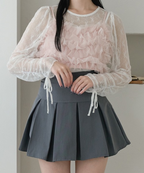 Ambre Neige(アンブルネージュ)の「tulle ribbon tops / チュールリボントップス(シャツ/ブラウス・レディース・オフホワイト/ブラック・FREE)」の22枚目の写真