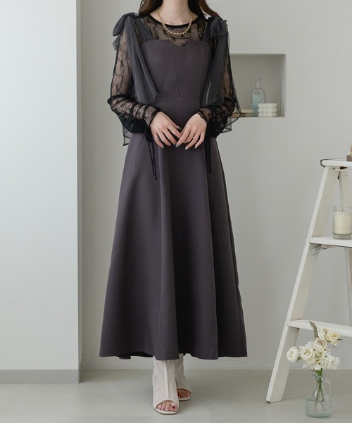 Ambre Neige(アンブルネージュ)の「tulle ribbon tops / チュールリボントップス(シャツ/ブラウス・レディース・オフホワイト/ブラック・FREE)」の15枚目の写真