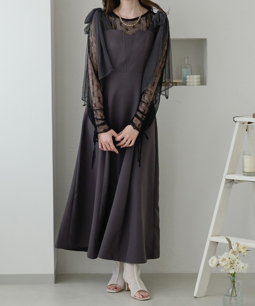 Ambre Neige(アンブルネージュ)の「tulle ribbon tops / チュールリボントップス(シャツ/ブラウス・レディース・オフホワイト/ブラック・FREE)」の14枚目の写真