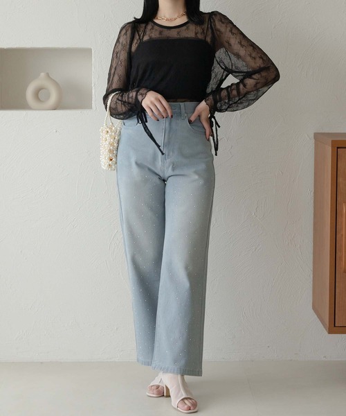 Ambre Neige(アンブルネージュ)の「tulle ribbon tops / チュールリボントップス(シャツ/ブラウス・レディース・オフホワイト/ブラック・FREE)」の11枚目の写真