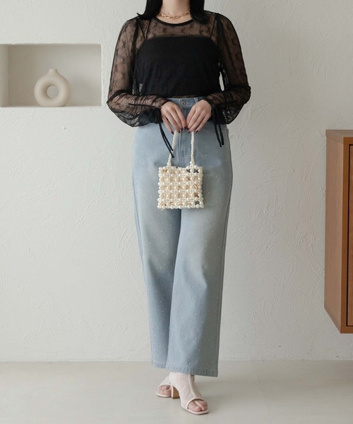 Ambre Neige(アンブルネージュ)の「tulle ribbon tops / チュールリボントップス(シャツ/ブラウス・レディース・オフホワイト/ブラック・FREE)」の12枚目の写真