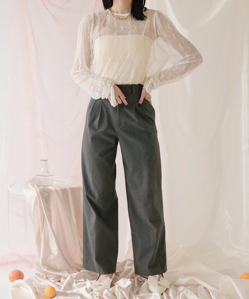 Ambre Neige(アンブルネージュ)の「tulle ribbon tops / チュールリボントップス(シャツ/ブラウス・レディース・オフホワイト/ブラック・FREE)」の5枚目の写真