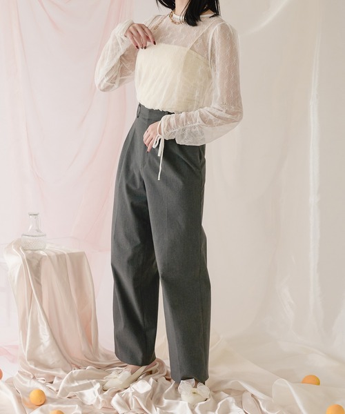 Ambre Neige(アンブルネージュ)の「tulle ribbon tops / チュールリボントップス(シャツ/ブラウス・レディース・オフホワイト/ブラック・FREE)」の6枚目の写真
