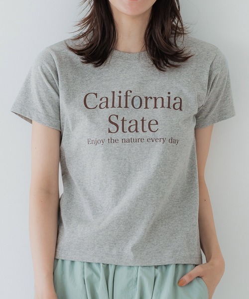 coca（coca）（コカ）の「ロゴプリントTシャツ【WEB限定】（Tシャツ/カットソー・レディース・グレー/ブルー/チャコール/ホワイト/ライトグレー・S/M/L）」の3枚目の写真