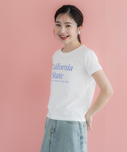 coca（coca）（コカ）の「ロゴプリントTシャツ【WEB限定】（Tシャツ/カットソー・レディース・グレー/ブルー/チャコール/ホワイト/ライトグレー・S/M/L）」の8枚目の写真