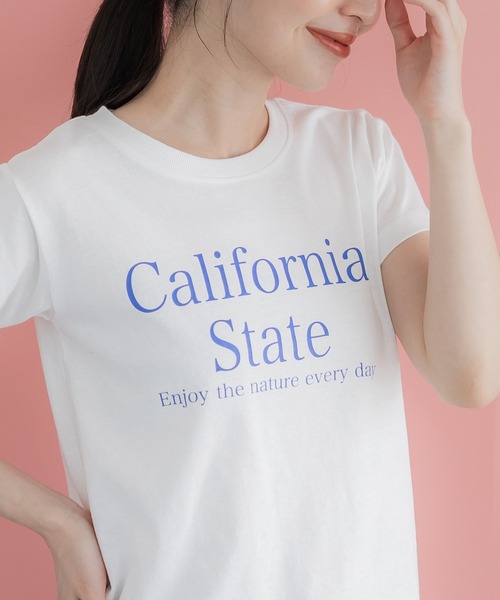 coca（coca）（コカ）の「ロゴプリントTシャツ【WEB限定】（Tシャツ/カットソー・レディース・グレー/ブルー/チャコール/ホワイト/ライトグレー・S/M/L）」の7枚目の写真