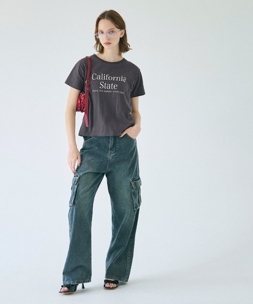 coca（coca）（コカ）の「ロゴプリントTシャツ【WEB限定】（Tシャツ/カットソー・レディース・グレー/ブルー/チャコール/ホワイト/ライトグレー・S/M/L）」の10枚目の写真