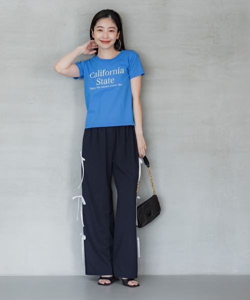 coca（coca）（コカ）の「ロゴプリントTシャツ【WEB限定】（Tシャツ/カットソー・レディース・グレー/ブルー/チャコール/ホワイト/ライトグレー・S/M/L）」の16枚目の写真