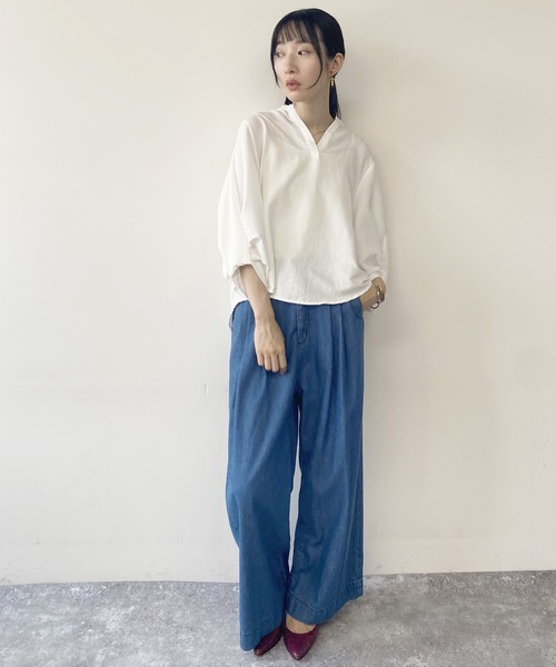 NICOLE white(ニコルホワイト)の「タックパフブラウス(シャツ/ブラウス・レディース・サックスブルー/イエロー/ブラック/オフホワイト・FREE)」の18枚目の写真