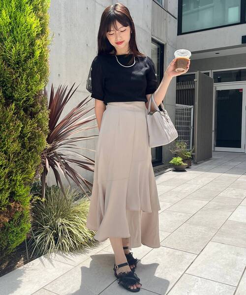 MAJESTIC LEGON(マジェスティックレゴン)の「パールチュールスリーブトップス(Tシャツ/カットソー・レディース・ブラック/アイボリー/ブルー・MEDIUM)」の13枚目の写真