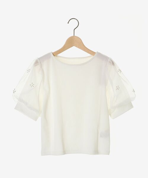 MAJESTIC LEGON(マジェスティックレゴン)の「パールチュールスリーブトップス(Tシャツ/カットソー・レディース・ブラック/アイボリー/ブルー・MEDIUM)」の21枚目の写真
