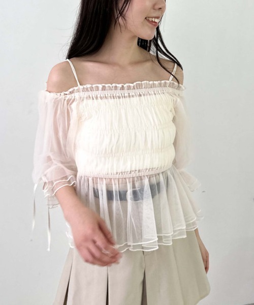 archives（アルシーヴ）の「パフスリオフショルチュールＴＯＰＳ（Tシャツ/カットソー・レディース・グレー/モカ/ブラック/アイボリー・MEDIUM）」の5枚目の写真