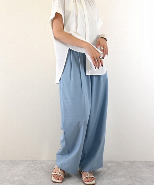 STYLEBLOCK（スタイルブロック）の「デニムライクタックパンツ（デニムパンツ・レディース・ネイビー/ブルー/サックスブルー・M）」の3枚目の写真