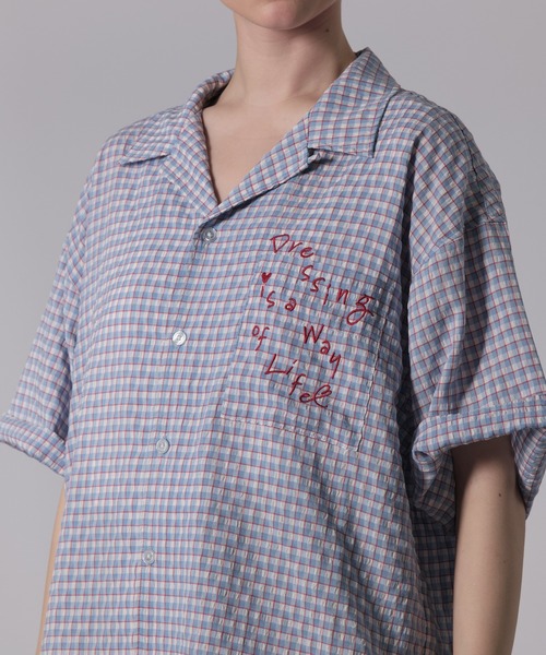 ONCILY(オンシェリー)の「SHEERSUCKER CHECK SHIRT / シアサッカーチェックシャツ(シャツ/ブラウス・メンズ・ネイビー/ブルー/ブラック・SMALL/MEDIUM/LARGE)」の17枚目の写真