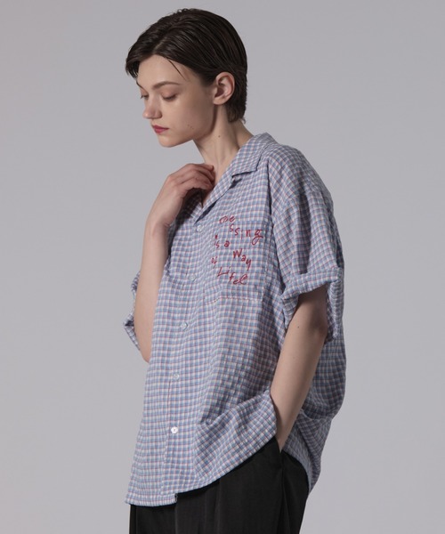 ONCILY(オンシェリー)の「SHEERSUCKER CHECK SHIRT / シアサッカーチェックシャツ(シャツ/ブラウス・メンズ・ネイビー/ブルー/ブラック・SMALL/MEDIUM/LARGE)」の10枚目の写真