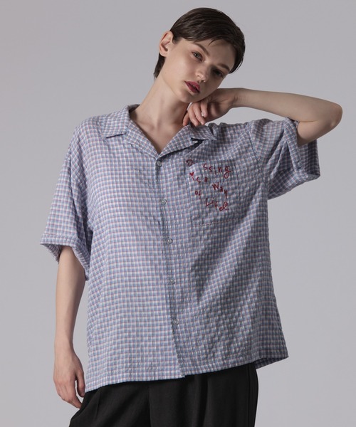 ONCILY(オンシェリー)の「SHEERSUCKER CHECK SHIRT / シアサッカーチェックシャツ(シャツ/ブラウス・メンズ・ネイビー/ブルー/ブラック・SMALL/MEDIUM/LARGE)」の8枚目の写真