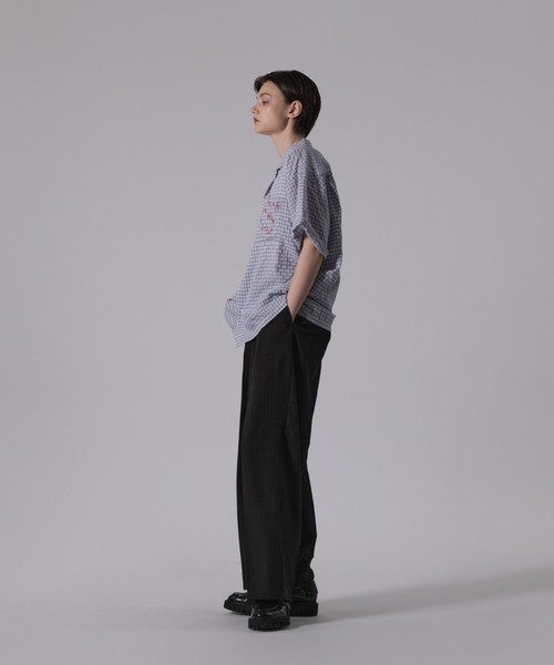 ONCILY(オンシェリー)の「SHEERSUCKER CHECK SHIRT / シアサッカーチェックシャツ(シャツ/ブラウス・メンズ・ネイビー/ブルー/ブラック・SMALL/MEDIUM/LARGE)」の15枚目の写真