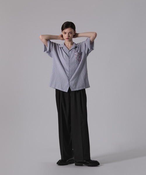 ONCILY(オンシェリー)の「SHEERSUCKER CHECK SHIRT / シアサッカーチェックシャツ(シャツ/ブラウス・メンズ・ネイビー/ブルー/ブラック・SMALL/MEDIUM/LARGE)」の13枚目の写真