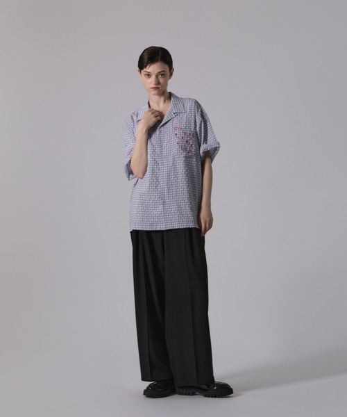 ONCILY(オンシェリー)の「SHEERSUCKER CHECK SHIRT / シアサッカーチェックシャツ(シャツ/ブラウス・メンズ・ネイビー/ブルー/ブラック・SMALL/MEDIUM/LARGE)」の12枚目の写真