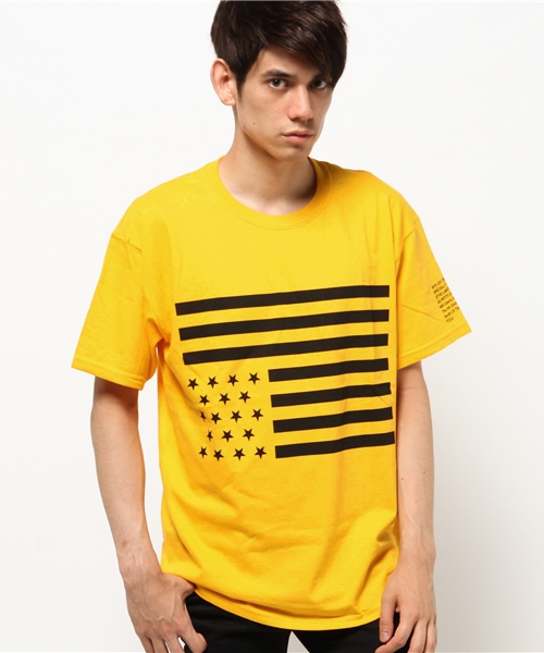 MYE-DO'(マイ・ドゥ)の「GD Tシャツ ”STARS AND STRIPES”(Tシャツ/カットソー・メンズ・ブラック×ブラック/ホワイト×ブラック/ブラック×ホワイト/ネイビー/グレー/ホワイト×ホワイト/イエロー・LARGE/X-LARGE/SMALL/MEDIUM)」の7枚目の写真