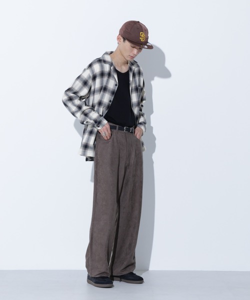 Apo(s)ture（アポスチャー）の「LUCAS-001/フェイクスウェードワイドパンツ（その他パンツ・メンズ・グレー/ブラック/グリーン/ベージュ・XS/S/M/L/XL）」の15枚目の写真