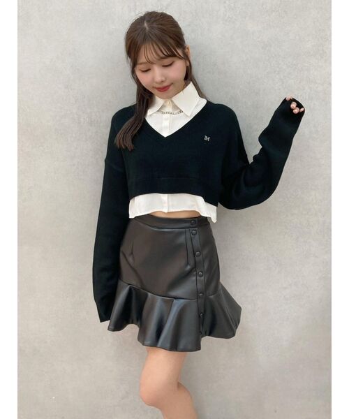 EATME（イートミー）の「シャツカラーレイヤードニットTOP（シャツ/ブラウス・レディース・ブラック/オフホワイト/その他1・FREE）」の11枚目の写真