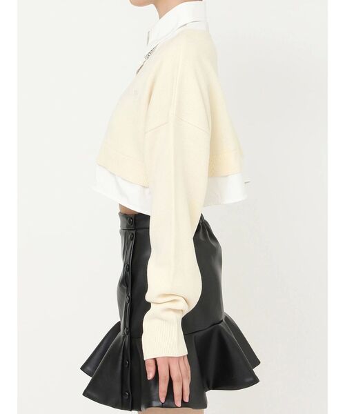EATME（イートミー）の「シャツカラーレイヤードニットTOP（シャツ/ブラウス・レディース・ブラック/オフホワイト/その他1・FREE）」の13枚目の写真
